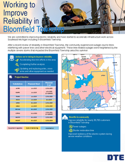 DTE Shares Plans to Improve Service with Bloomfield In Focus