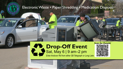 Electronic Waste, Medication Disposal and Paper Shredding Drop-Off Day Returns May 6th, 2023!