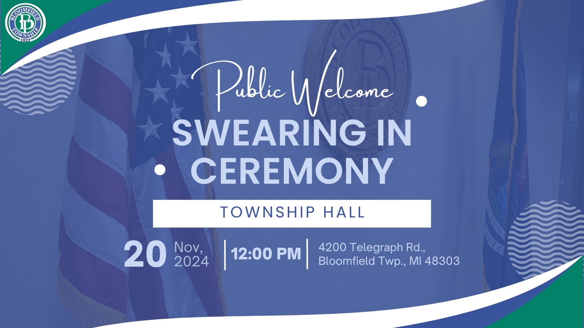 Invitation to the Public Swearing in Ceremony on Nov 20, 2024 at Township Hall